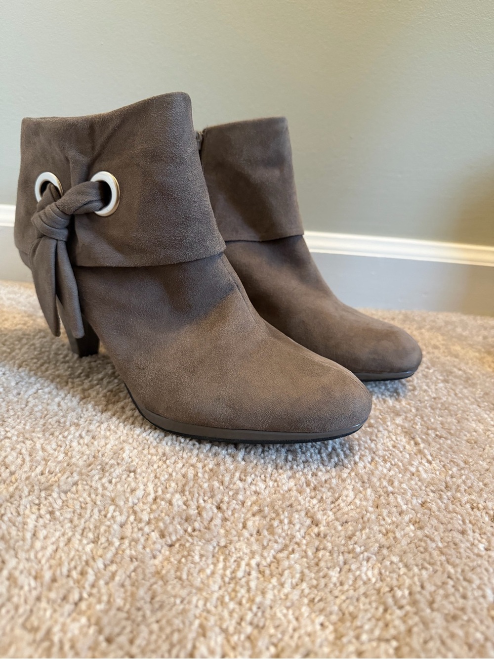 Anne Klein Suede Ankle Boots With knot - Women’s Size 9